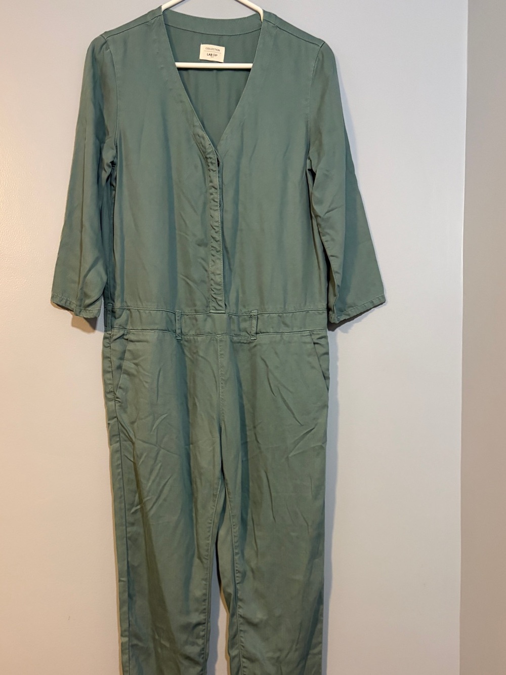 Utility V-Neck Jumpsuit in Sage Green